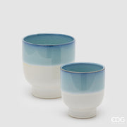 EDG Enzo De Gasperi Set 2 Macetas Cachepot Nuance Pie Azul Cerámica
