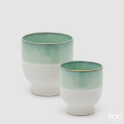 EDG Enzo De Gasperi Set 2 Macetas Cachepot Nuance Verde Salvia Cerámica Pie