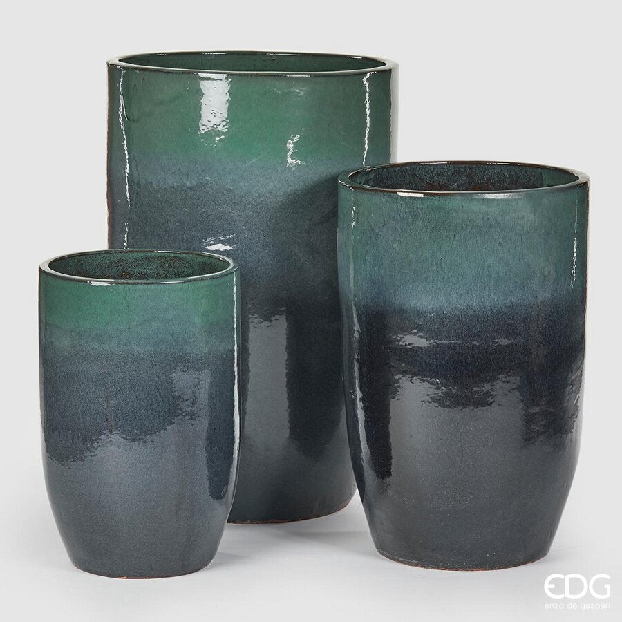 edg enzo de gasperi edg enzo de gasperi set 3 pz vaso glaze rotondo h 100 cm h 80 cm h 63 cm