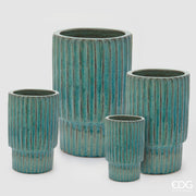 EDG Enzo De Gasperi Set 4 Jarrones Glaze Atlas Rayas Mix Azul Cerámica