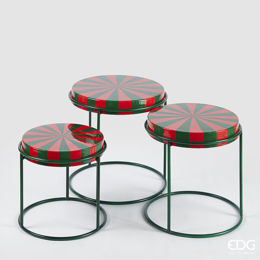 edg enzo de gasperi edg enzo de gasperi tavolo bicolore rotondo natalizio medio h 42 cm d 44 cm metallo verde rosso