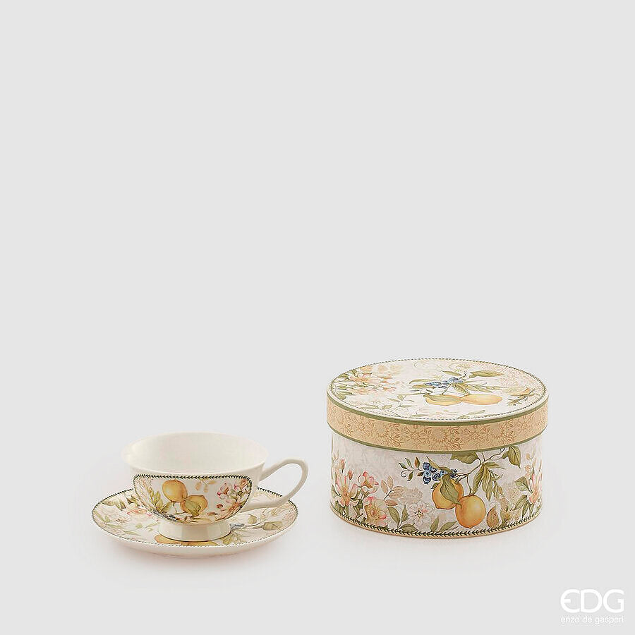 edg enzo de gasperi edg enzo de gasperi tazza da te con piatto porcellana h 7 cm d 15 cm 300 ml confezione regalo giallo ean 8056372397332