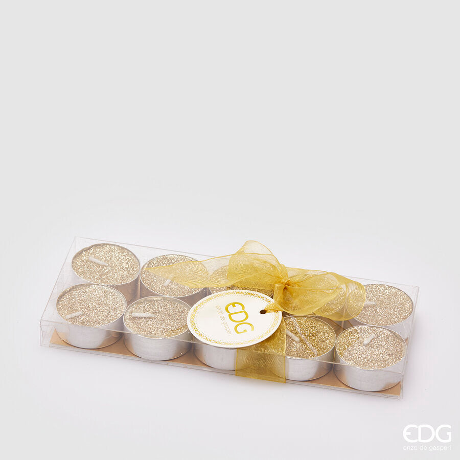 edg enzo de gasperi edg enzo de gasperi tealight glitterate h 12 cm d 38 cm cf 10 pz light gold ean 8056372948497