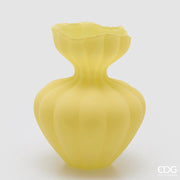Jarrón EDG Enzo De Gasperi Flow Sinuoso H 32 Cm D 26 Cm Impermeable Cristal Satinado Amarillo