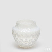 EDG Enzo De Gasperi Jarrón Honeycomb Nido De Abeja H 17 Cm D 20 Cm Vidrio Impermeable Blanco