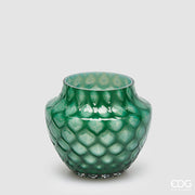 Jarrón EDG Enzo De Gasperi Honeycomb Nido De Abeja H 17 cm D 20 cm Cristal Impermeable Verde
