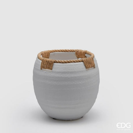 edg enzo de gasperi edg enzo de gasperi vaso in terracotta con corde h 19 cm d 20 cm grigio vaso decorativo naturale design moderno ean 8059824127518