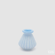 EDG Enzo De Gasperi Jarrón Líneas con Borde H 13 cm D 12 cm Cristal Resistente al Agua Azul Celeste