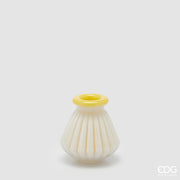 Jarrón EDG Enzo De Gasperi con Rayas y Borde H 13 Cm D 12 Cm Impermeable Vidrio Amarillo