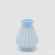 Florero EDG Enzo De Gasperi Rayas con Borde H 20 cm D 16 cm Impermeable Cristal Celeste