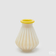 EDG Enzo De Gasperi Jarrón Rayas con Borde H 20 Cm D 16 Cm Resistente al Agua Vidrio Amarillo