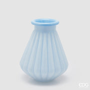 EDG Enzo De Gasperi Jarrón Rayas con Borde H 28 Cm D 23 Cm Cristal Resistente al Agua Azul Celeste