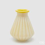 EDG Enzo De Gasperi Jarrón Rayas con Borde H 28 Cm D 23 Cm Cristal Impermeable Amarillo