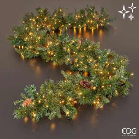 edg enzo de gasperi festone pino con pigne 300 led h 270 cm verde ean 8059824274397