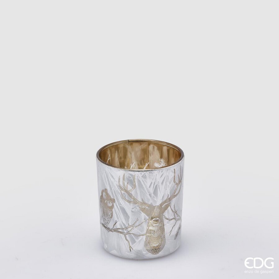 edg enzo de gasperi portacandela natale foresta h 8 cm d 7 cm platinum ean 8059824283474