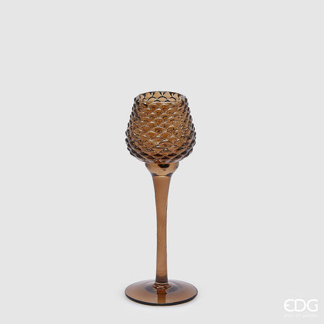 edg enzo de gasperi portacandela pigna calice natale h 21 5 cm d 7 5 cm marrone ean 8059824408457