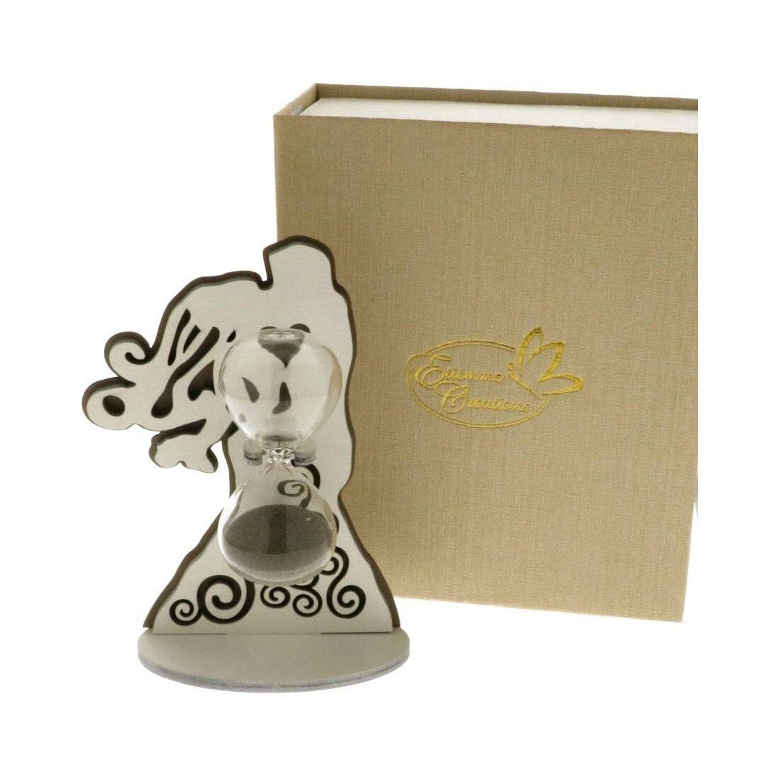 Bomboniera Etm Clessidra Sposi in vetro trasparente, H 15 cm. Simbolica e decorativa per matrimoni e anniversari.