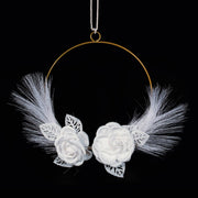 ETM Decoración Círculo 2 Flores D 20 / 25 Cm Blanco
