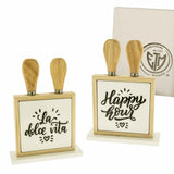 Etm Set Queso La Vita en Madera y Cerámica 13x18 cm