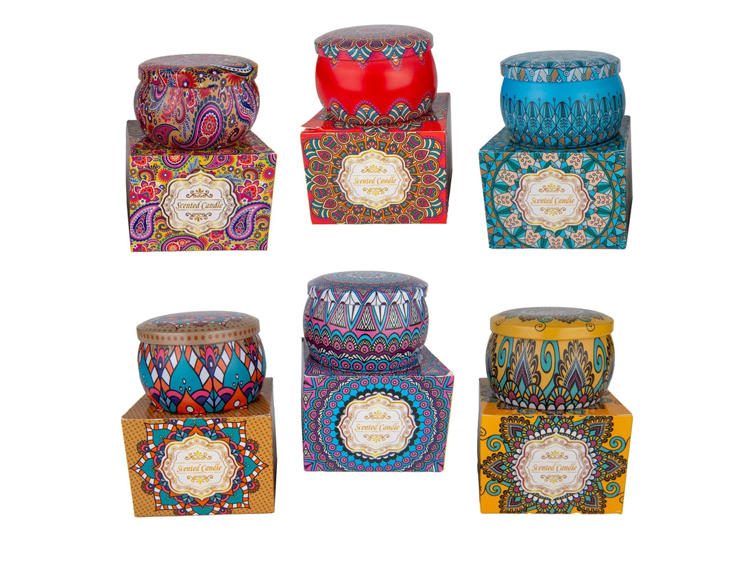 Etm Mosaico Vela Caja Lata Decorada 8cm 6 Colores