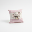 Tenero e delicato: Etm Neve sacchetto cuscino cotone rosa stelle con elefantino resina, 9 cm. Bomboniera battesimo.