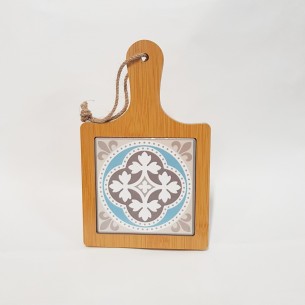 Tagliere Ragusa Etm legno e ceramica 20×12 cm: aperitivi, formaggi e bomboniera originale per matrimoni.
