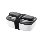 GUZZINI Set Lunch Box de Viaje Store&Go con Cubiertos Blanco Negro