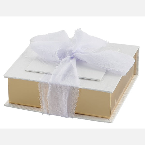 larcolaio larcolaio box telata portaconfetti 13 x 13 x 4 cm bomboniera bianco con chiffon 1 pz ean 8059558632258