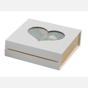 Caja L'Arcolaio Telada Porta Confites 13 x 13 x 4 Cm Bomboniera Blanca con Corazón 1 Pza