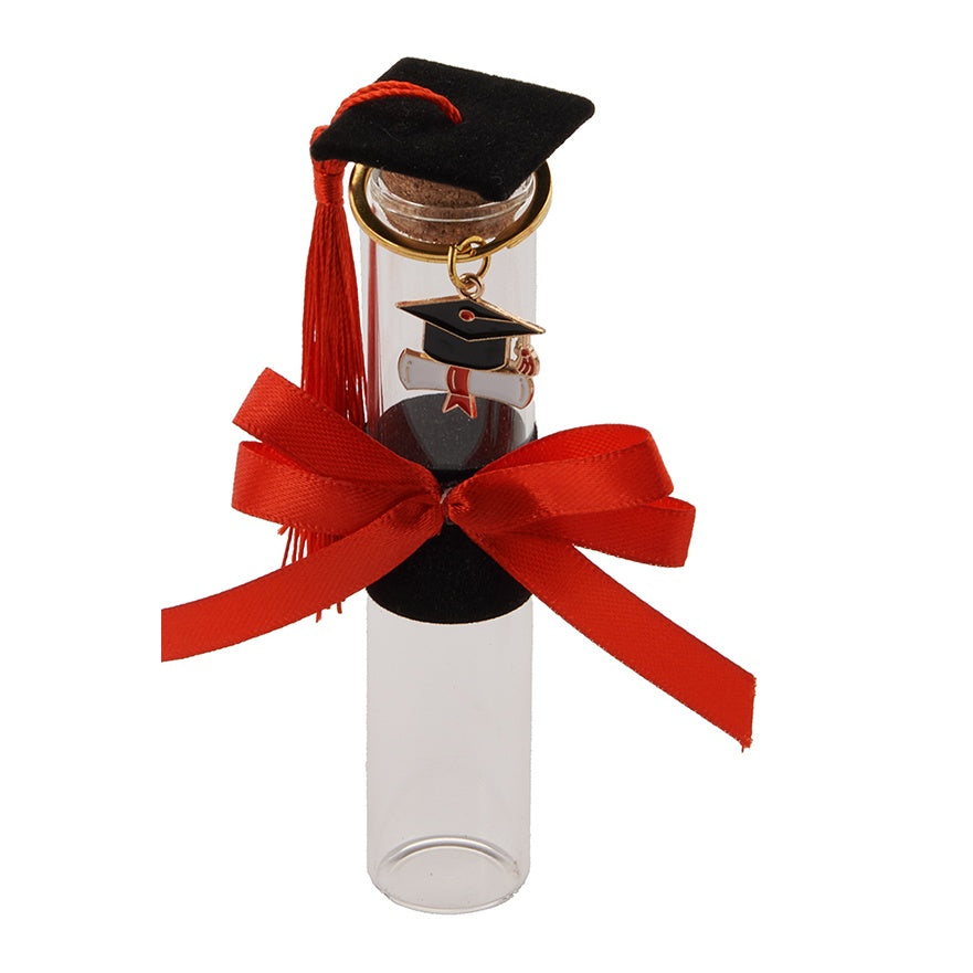 larcolaio larcolaio provetta con portachiavi bomboniera h 12 cm portaconfetti laurea nero 1 pz ean 8059558631282