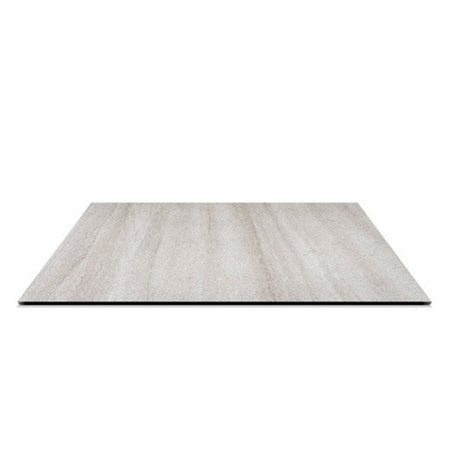 Piano tavolo HPL 80×80 cm sp. 10 mm finitura Travertino Plamky effetto pietra chiara, antigraffio. Made in Italy per bar e ristoranti