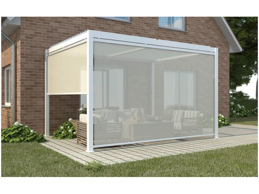 Toldo Oscurecedor Autoenrollable L'Arcolaio para Pérgola en Textileno 4 Mt Blanco