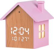 Lowell Reloj Despertador Digital LED Casita 9 x 10 x 7,5 Cm Rosa