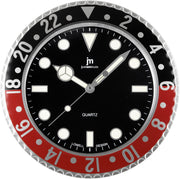 Lowell Reloj de Pared de Cuarzo Caja de Acero Índices Luminiscentes D 33,8 Cm Rojo