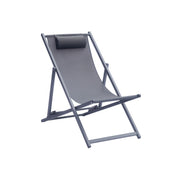 Moia Greenwood Tumbona de Playa en Aluminio y Textilene Antracita – Tumbona de Playa Regulable Diseño Moderno