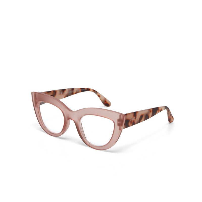 okkia okkia occhiale da lettura mod claudia premontato gatto soft touch pink havana diottrie 3 00 ean 8055773193055