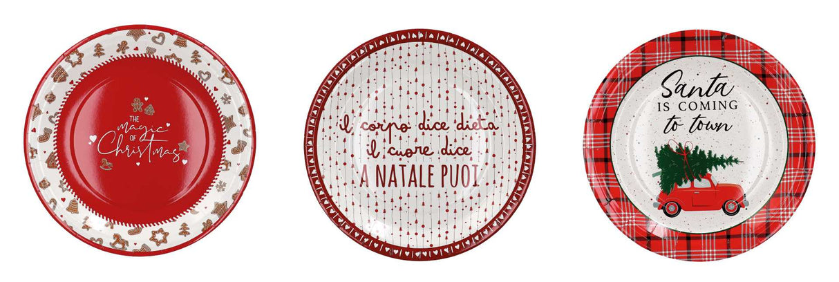 regalo italiano regalo italiano piattini carta natale d 23 cm ass cf 12 pz rosso bianco 1 pz ean 8057586122680