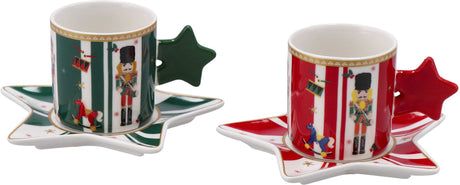 regalo italiano regalo italiano set 2 tazzine con piattino di natale porcellana ass rosso bianco verde 1 pz ean 8057586117327