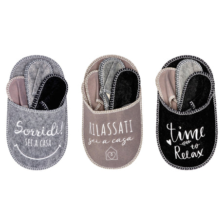 regalo italiano regalo italiano set 3 paia pantofole casa assortite 3 colori 26 x 47 cm pantofole ospiti comfort ean 8057586028784