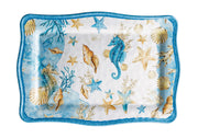 Bandeja Rectangular Italiana de Melamina Shell 30 x 21 Cm Altura 2 Cm Azul 1 Pieza