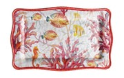 Bandeja Italiana Rectangular Melamina Shell 36 x 23 Cm Alto 2 Cm Rojo 1 Uds