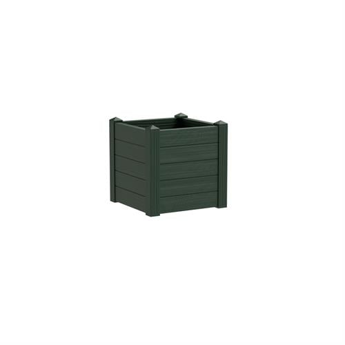 Fioriera quadrata in resina UV con texture Trama, 42×42×H40 cm, colore Dark Forest Verde. TeraPlast, −30°/+60°C, riciclabile. ean-8051560244160