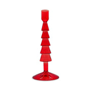 WD LifeStyle Portavelas de Vidrio H 22 Cm Forma Árbol de Navidad Color Rojo