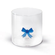 WD LifeStyle Vaso de Vidrio Borosilicato 250 ml Decoración Lazo Azul