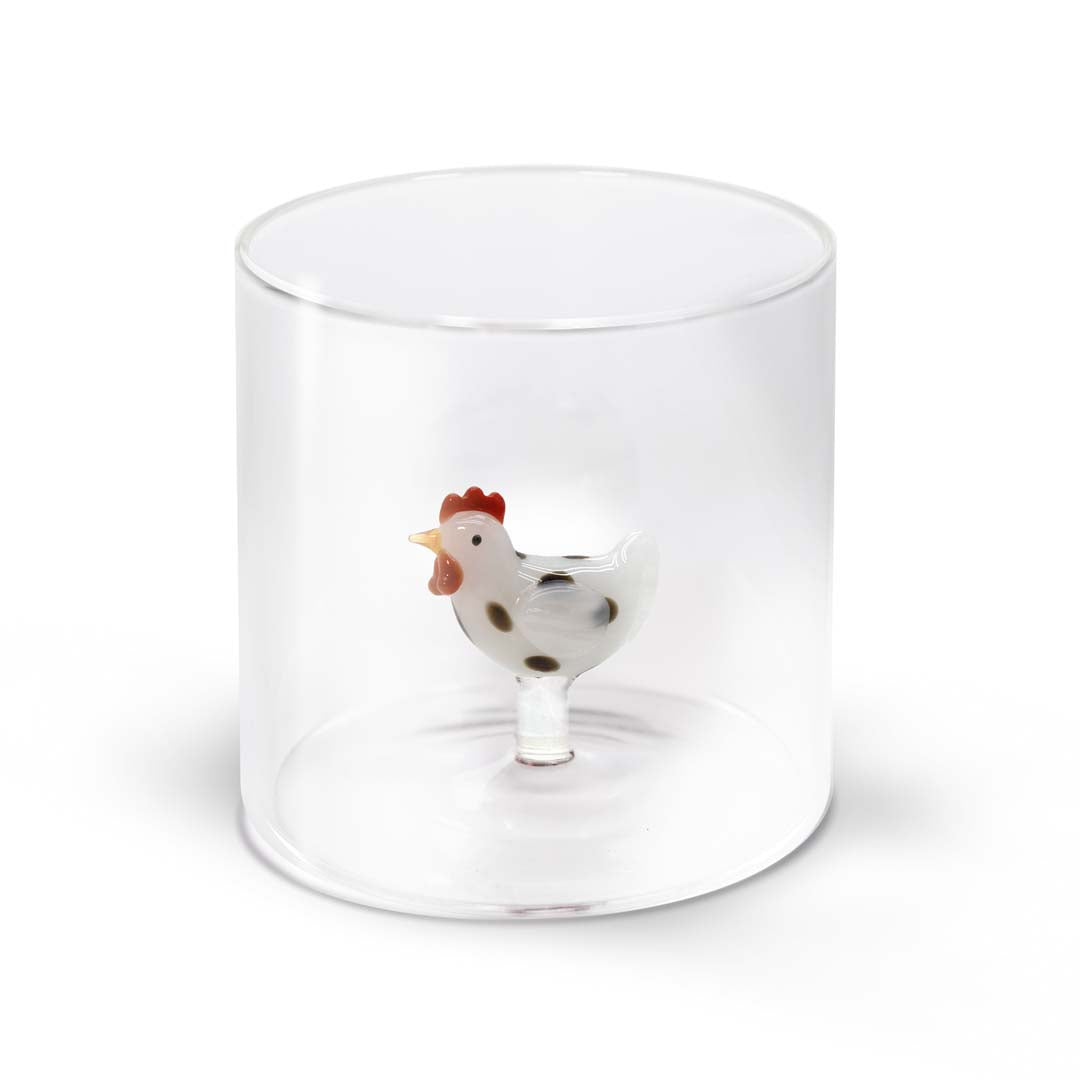 wd lifestyle wd lifestyle bicchiere vetro borosilicato cc 250 ml decoro gallina bianca ean 8053300575992