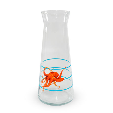 wd lifestyle wd lifestyle caraffa in vetro decorata 1 lt decoro polipo su rughe azzurre ean 8055035685342