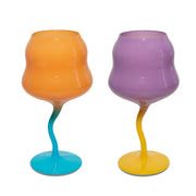 WD LifeStyle Set 2 Calici Cocktail 450 Ml Arancione e Azzurro, Viola e Giallo