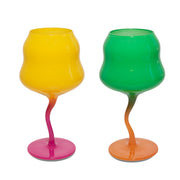 WD LifeStyle Set 2 Copas Cóctel 450 Ml Amarillo y Rosa, Verde y Naranja