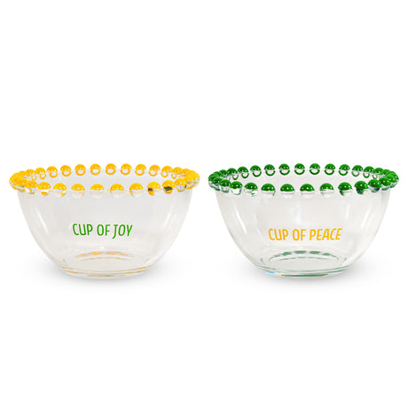 wd lifestyle wd lifestyle set 2 ciotole 500 ml in vetro decorazione cup of joy e cup of peace giallo verde ean 8055035685014