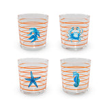 wd lifestyle wd lifestyle set 4 bicchieri in vetro 300 ml decoro mare con righe arancioni ean 8055035685298